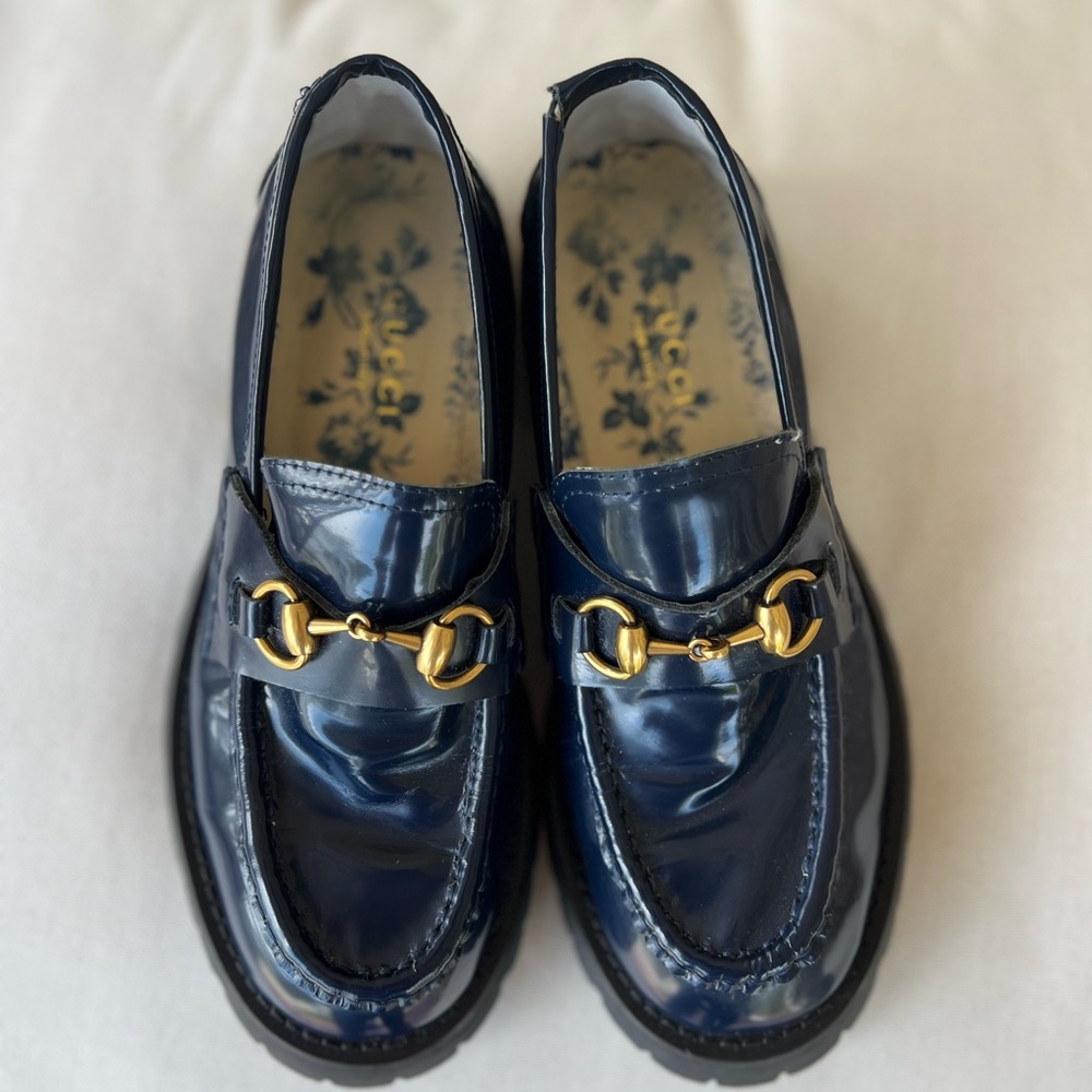 Gucci Leather Horsebit Loafers with Gold Accents